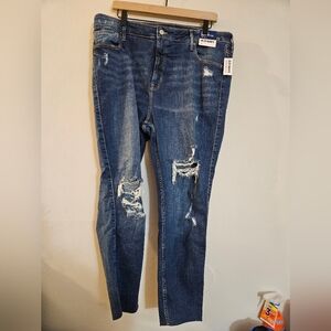 Old Navy Women's Ripped Ankle Jeans - Dark Blue 18W